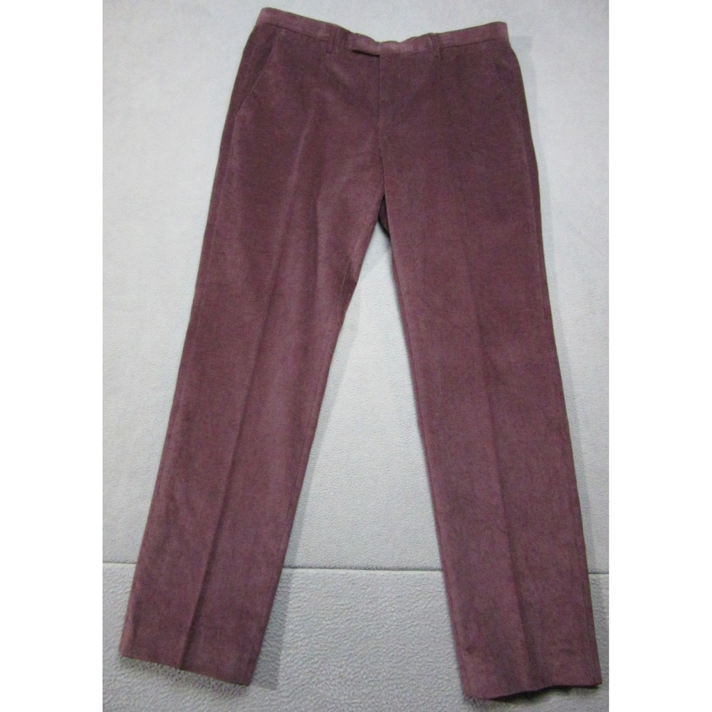 Hugo Boss Pants Mens 36x32 Red Maroon Corduroy Straight Leg Mid Rise Dress